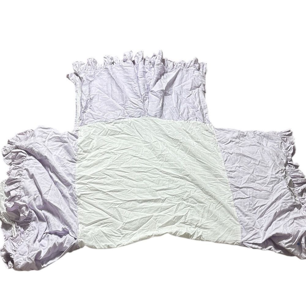 Pottery barn kids ruffle bed skirt purple cotton girly feminine nursery